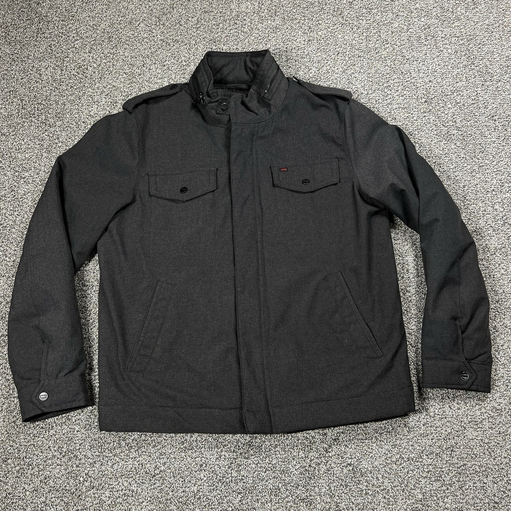 Levis Jacket Mens M Gray Lined Field Coat Full Zip‎ Military Pockets Utility
